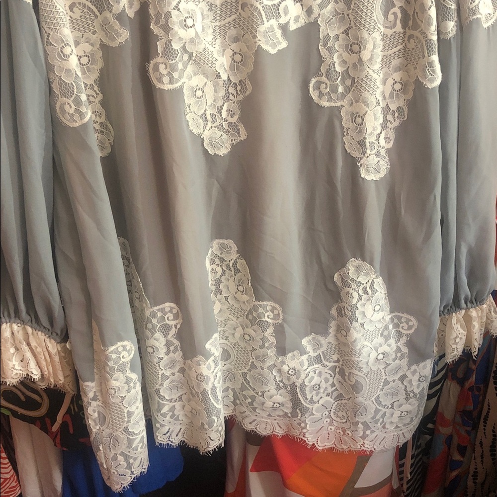 Romantic Lace Gray And Cream Dress - Picture 2 of 2
